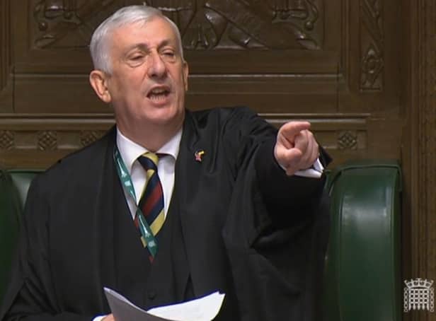Speaker Sir Lindsay Hoyle as he throws out Alba Party pair Kenny MacAskill (East Lothian) and Neale Hanvey (Kirkcaldy and Cowdenbeath) at the start of Prime Minister's Questions
