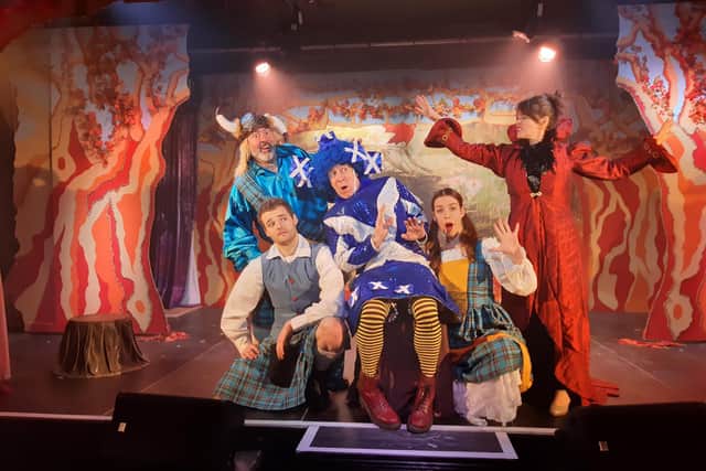 Billy Mack (centre) and the cast of Ya Wee Sleeping Beauty at the Kings Theatre, Kirkcaldy