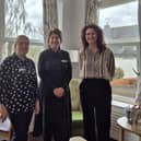 North East Fife MP Wendy Chamberlain with Balnacarron Home Manager Olga Jankovska and Angela Percival