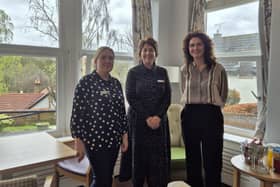 North East Fife MP Wendy Chamberlain with Balnacarron Home Manager Olga Jankovska and Angela Percival