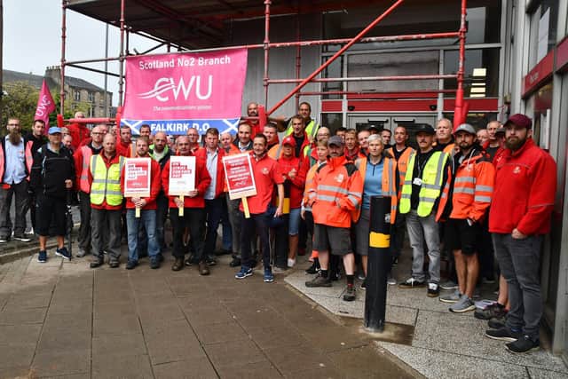 Postal workers in Fife will join colleagues across the country, including those in Falkirk, in returning to the picket line for the latest day of action. Pic: Michael Gillen