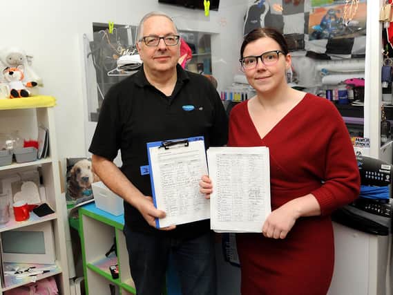 With the petition are Ken Galloway from The Pet Shop and Kirsty Bremner of Print it, Stitch it (Pic: Fife Photo Agency)