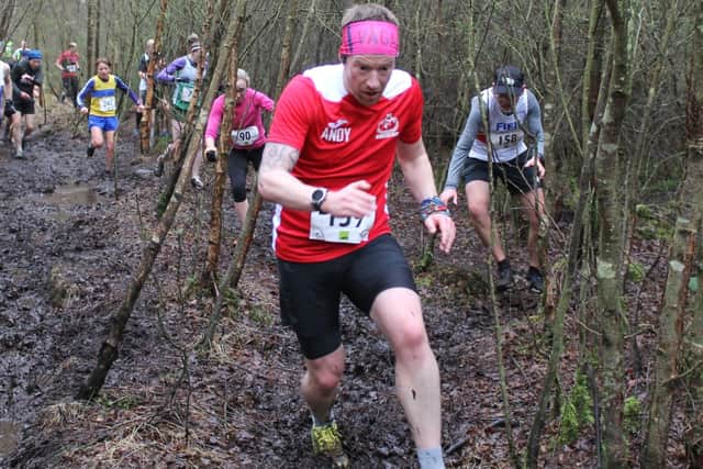 Andy Harley navigating The Bog section of the Devilla Forest 15k (Pic courtesy of Fiona Rennie)