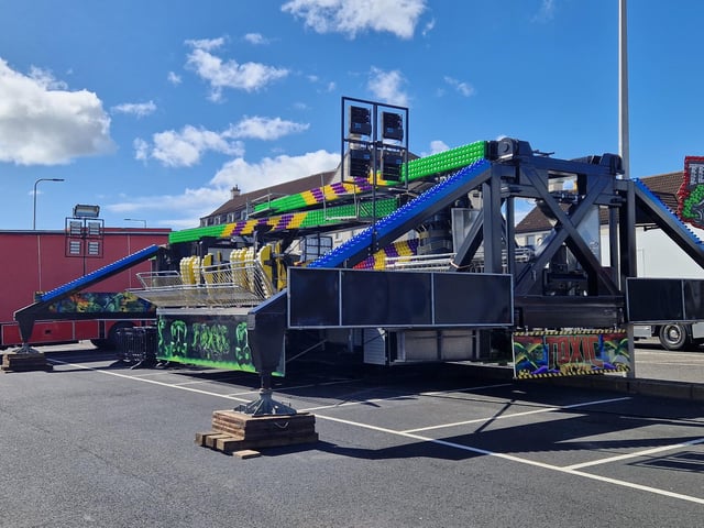Setting up the thrilling rides...