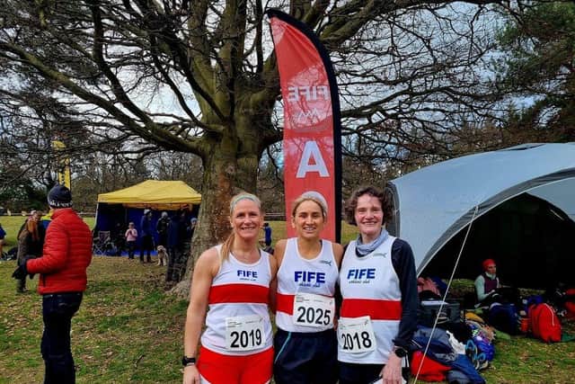 Michelle Johnstone, Alison Sutherland and Janet Dickson at Falkirk race