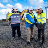 From left: Chris Park, H100 Fife project director; Cllr David Ross; Mark Wild, Chief Executive of SGN, and Ken Gourlay, executive director of Fife Council dig the first sod (Pic: Stuart Nicol)
