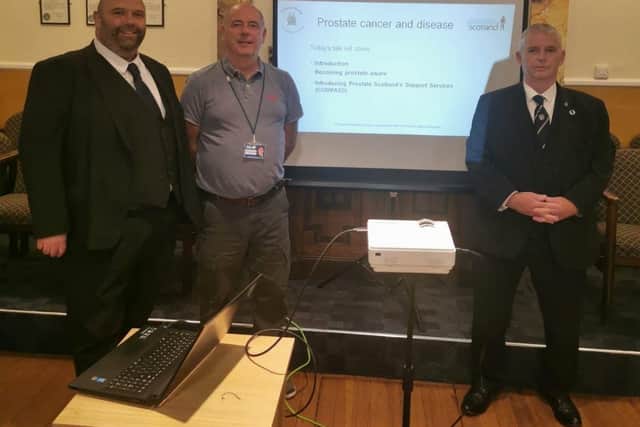 RWM Bro. Ian Stevenson with Cllr Gulline and Bro. Gary Gibb.