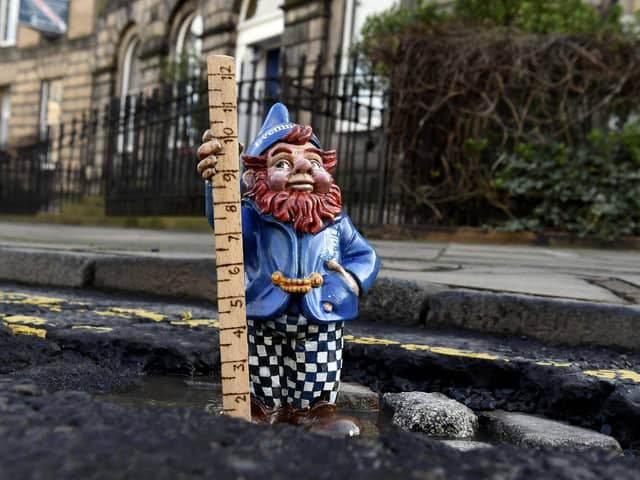 Pothole Pete was used to measure the depth of potholes in the capital city (Pic: Lisa Ferguson)