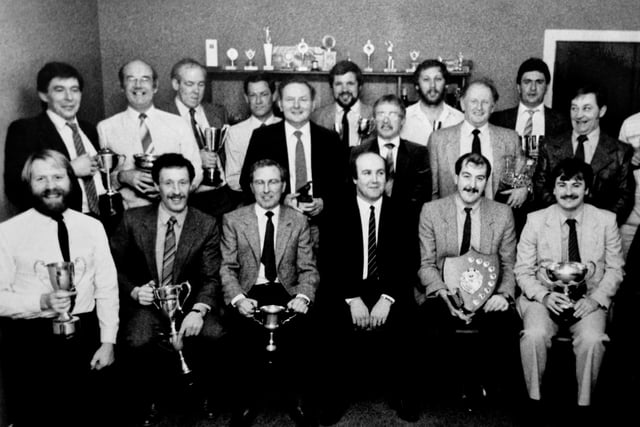 Presentation time for the gents section at Thornton Golf Club in December 1985.
