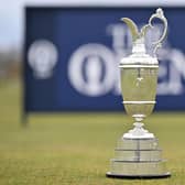 The Claret Jug pictured on the 18th Tee, during a preview of the 150th British Open Golf Championship at The Old Course (Photo by GLYN KIRK/AFP via Getty Images)