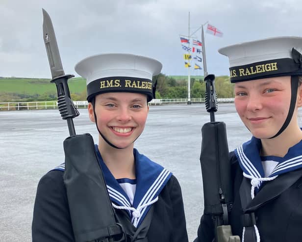 AB Casey Hutchison, 17 from Methil, and AB Kirsten Bradley, 19 from Ardler, Dundee, have  completed their Royal Navy basic training (Pic: submitted)