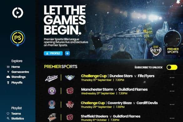 Premier Sports has announced its first batch of live EIHL games