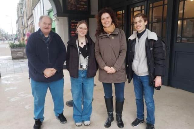North East Fife’s MP Wendy Chamberlain attended on Sunday to show her support for New Picture House cinema. Also pictured:  Aurelie Coop, one of the student event organisers,  and Ash Johann Curry-Machado event organiser.(Pic: Ash Johann Curry-Machado)