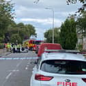The crash scene on Townsend Place, Kirkcaldy