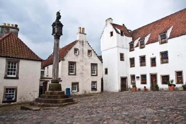 The Stephen Memorial Hall is located close to Mercat Cross, Culross (pictured). Credit: Phillip Capper via Flickr,