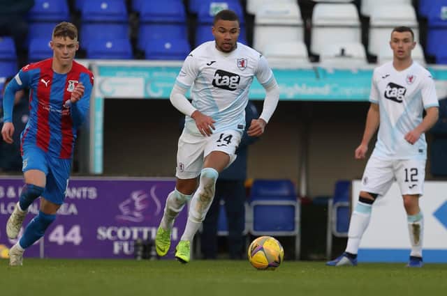 Frankie Musonda, centre, in previous action for Raith at Inverness (picture by Peter Paul)