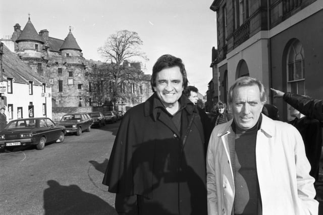Okay, Johnny Cash wasn't a Fifer - but he had historic roots here and was hugely proud of them.
The Man In Black came to the Kingdom at least three times, and even brought the legendary singer Andy Williams with him to film in Falkland for a network TV special.
a TV special in October 1981.
So we're declaring him an honorary Fifer!