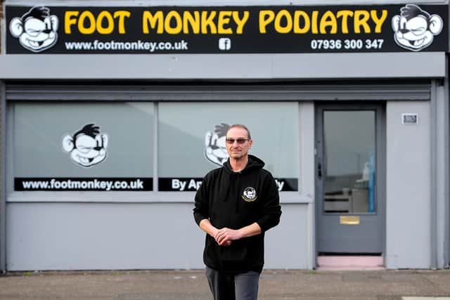 Foot Monkey Podiatry has relocated to its own premises in Links Street, Kirkcaldy. Pictured outside is owner Gwyn Malcolm. Pic: Fife Photo Agency