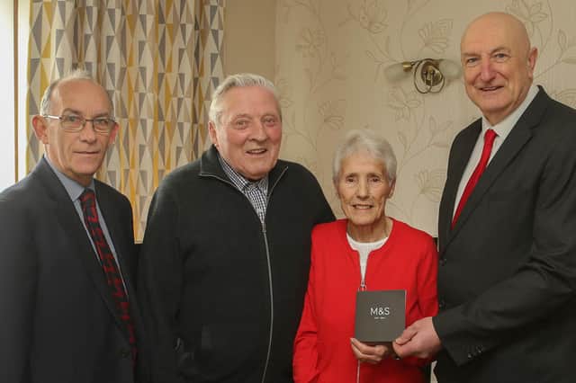 Ron and Grace Tait with Deputy Lieutenant Jim Kinloch and Councillor Neil Crooks.  Pic: Andrew Beveridge.