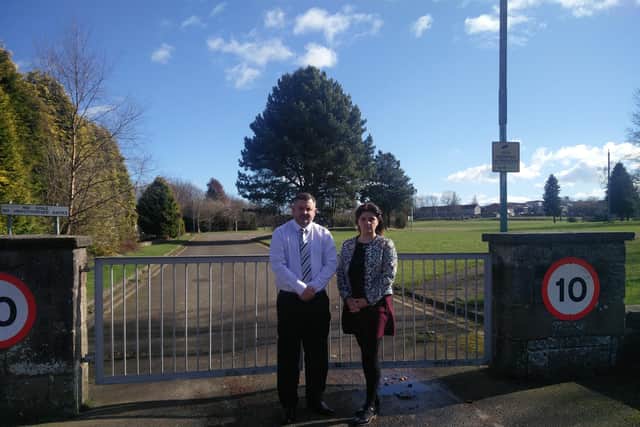 On duty: Craig walker with fellow councillor, Julie For,  at the site of the former Tanshall Primary School in 2018