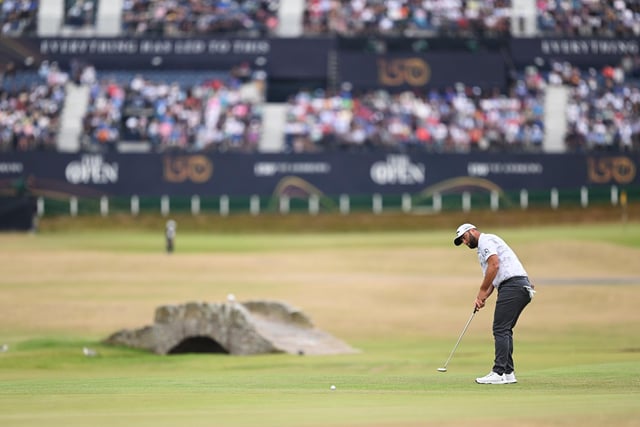 Jon Rahm of Spain putts on the 17th green during Day Three of The 150th Open at St Andrews Old Course on July 16, 2022 in St Andrews, Scotland. (Photo by Ross Kinnaird/Getty Images)