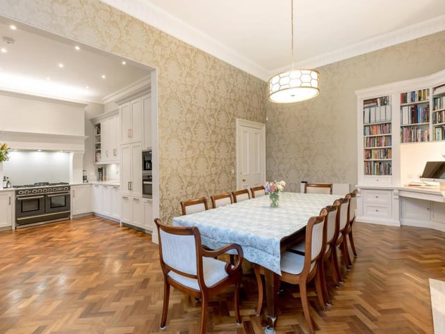 Dining room and kitchen.