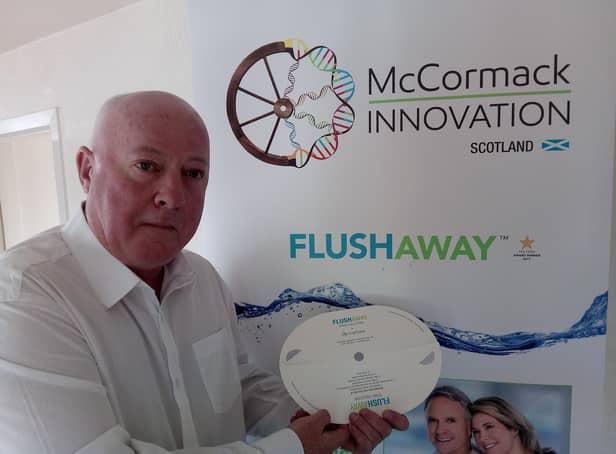 Brian McCormack of McCormack Innovation with the flushaway device