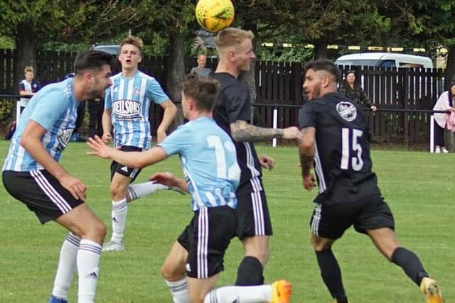 Burntisland Shipyard trying to create an opening against Lothian Thistle Hutchison Vale at the weekend (Photo: Burntisland Shipyard FC)
