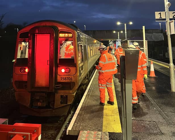 The first test train at the new Leven station (Pic: Network Rail)