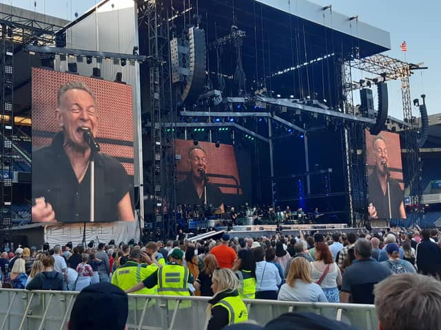Bruce Springsteen on stage at Murrayfield