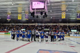 Players and coaches from Fife Flyers and Glasgow Clan pay tribute (Pic: Fife Free Press)