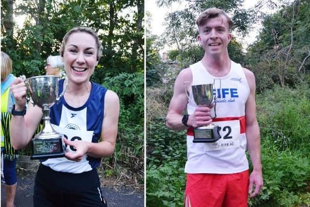 Chrissie Maitland (L) and Ben Kinninmonth (R) were the fastest finishers in each category (Pic: Submitted)