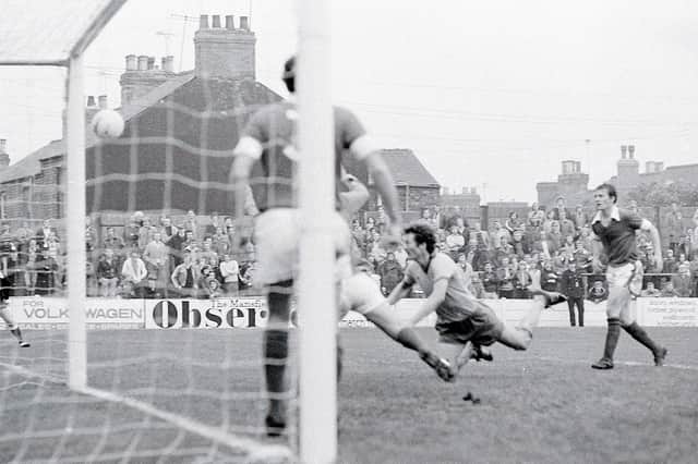 Dennis Martin nets against Walsall in a 3-1 home defeat in October 1978.