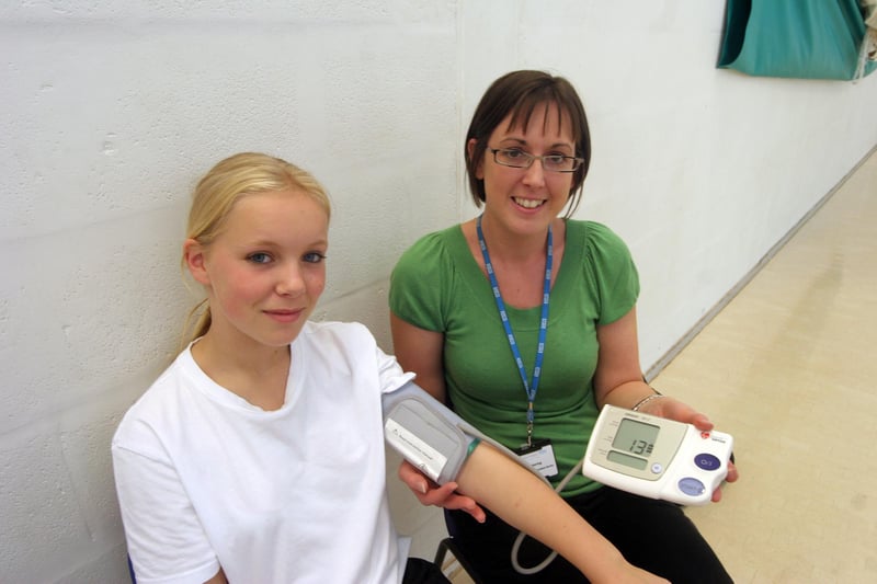 Students got to learn about blood pressure and how to keep it at a healthy level as part of another health day at Springwell.
Pictured are  Shirene Smith and Clare Pickering using the presssure monitoring equipment.