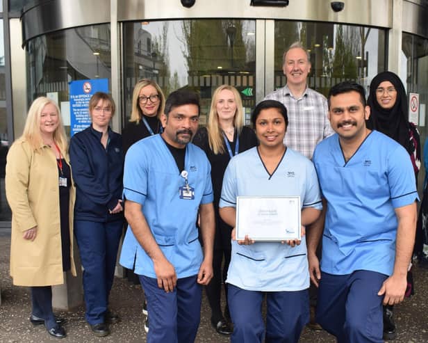 Members of NHS Fife's workforce and chaplaincy teams with three of the Board's international recruits (Pic: NHS Fife)