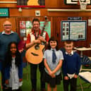 Music teacher Davy Lees has retired after nineteen years of teaching pictured with Bob Brews & pupils Adriel, Warona, Megan and Nathan (Pic: Fife Photo Agency)