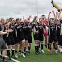 FC Livingston GS celebrate winning 2023 IFA British Cup final by beating Preston North End Supporters Team FC (Pic John Love)