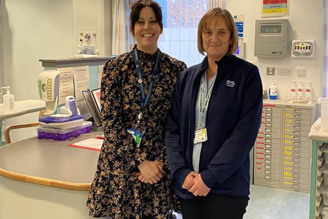 Siobhan McIlroy, NHS Fife's head of patient experience, left, with the new, dedicated BSL translator, Mandy McCreadie (Pic: NHS Fife)