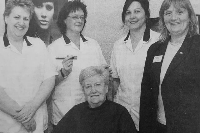 Staff at Salon St Clair in Kirkcaldy raised £160 for Macmillan Cancer nurses when they held a raffle.
Pictured fro,m left are Liz Chrystal, salon assistant, Linda McLaughlin, owner, Wilma Wallace, stylist, Helen Hamilton (Macmillan) and winner Margaret Wallace.