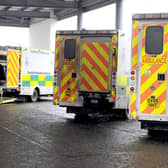 Ambulances  waiting at a Scottish hospital A&E (Pic: Michael Gillen)