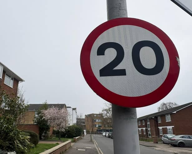 20mph sign on a residential street. | Pic  Emily Dalton/LDRS