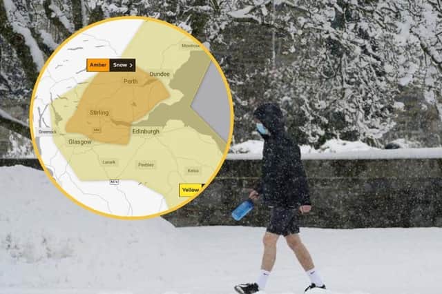 Weather: amber warning for heavy snow to come into force tomorrow across Fife and the central belt