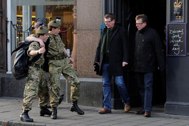 The Proclaimers make a cameo appearance on the set of Sunshine on Leith