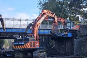 Work underway to demolish and then rebuild the bridge over Bennochy Road | Pic Network Rail