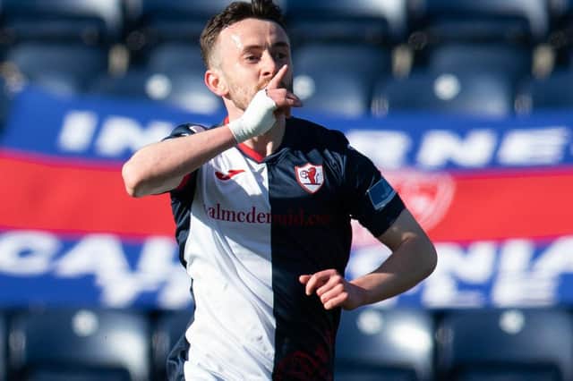 Aidan Connolly celebrating after putting Raith Rovers 1-0 up against Inverness Caledonian Thistle at Stark's Park in Kirkcaldy in March, though he and the eight team-mates left on the pitch come the final whistle weren't celebrating then, having gone 3-2 down (Photo by Craig Brown/SNS Group)