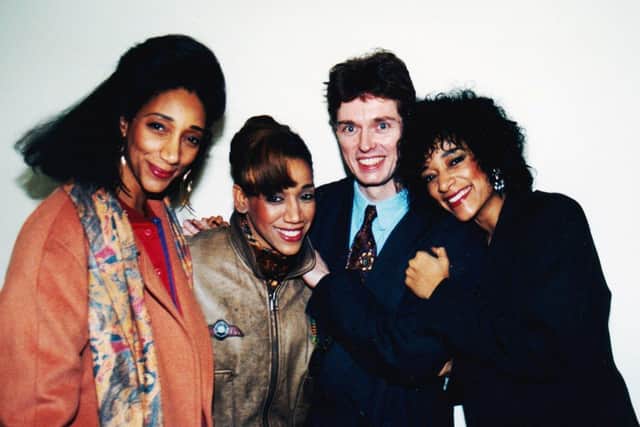 Sister Sledge in Kirkcaldy with broadcaster and DJ, John Murray