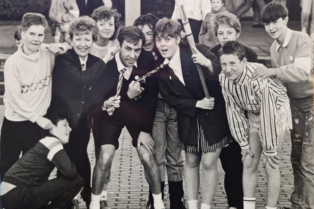 In 1988, pupils and staff at Glenwood High School swapped clothes to mark ‘No Uniform Day.’   The picture was taken by David Cruickshanks, staff photographer with the Fife Free Press and first appeared in the Glenrothes Gazette.