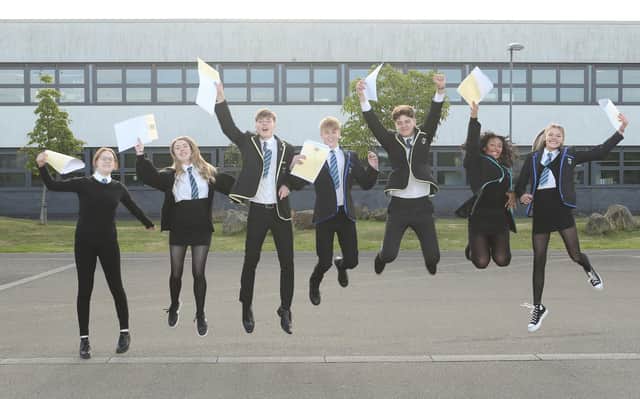 Pupils across Fife, including these ones from Auchmuty, were celebrating after receiving their exam results today.