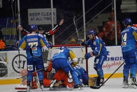 The referee waves off a possible third goal for Fife Flyers (Pic: Jillian McFarlane)