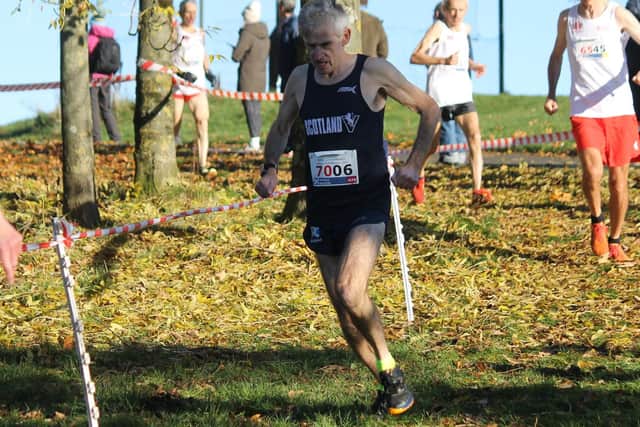 Fife Athletic Club's Tony Martin running the British and Irish masters cross-country international at Tollcross Park in Glasgow